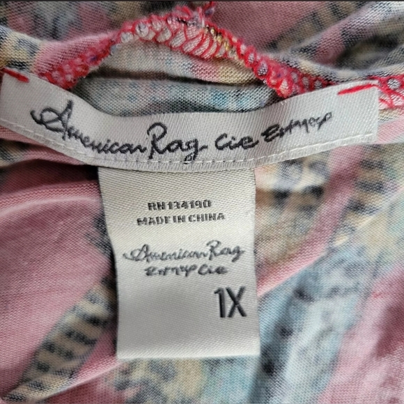 American Rag Feather Pattern Hoodie Shirt Soft Stretchy BOHO  Size 1X - Picture 7 of 9